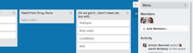 Assigning Trello Grocery List